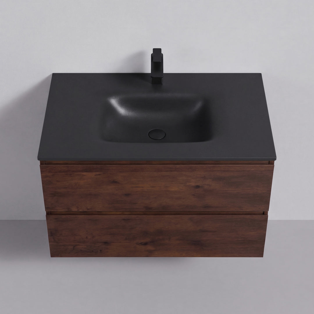 BAI Sonoma 34-inch Floating Bathroom Vanity with Matte Black Sink