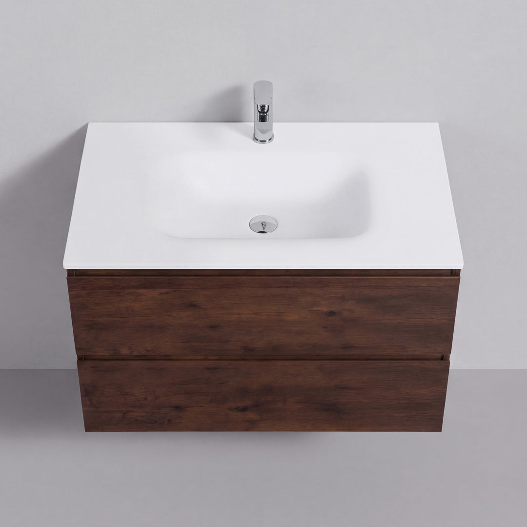 BAI Sonoma 34-inch Floating Bathroom Vanity with Matte White Sink
