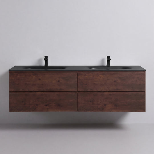BAI Sonoma 68-inch Floating Bathroom Vanity with Matte Black Double Sink