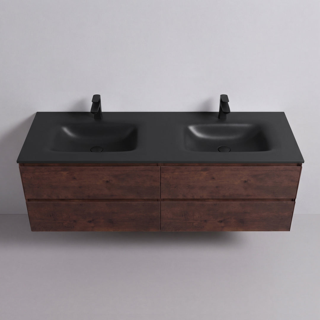 BAI Sonoma 68-inch Floating Bathroom Vanity with Matte Black Double Sink