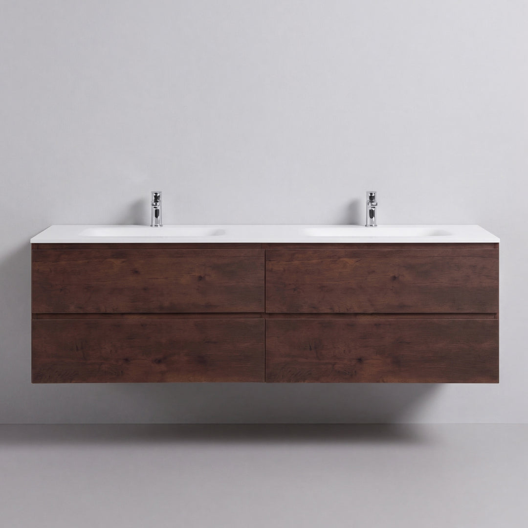 BAI Sonoma 68-inch Floating Bathroom Vanity with Matte White Double Sink
