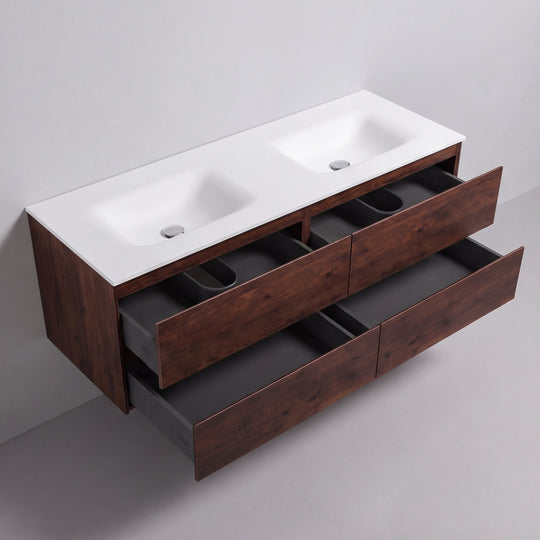 BAI Sonoma 68-inch Floating Bathroom Vanity with Matte White Double Sink