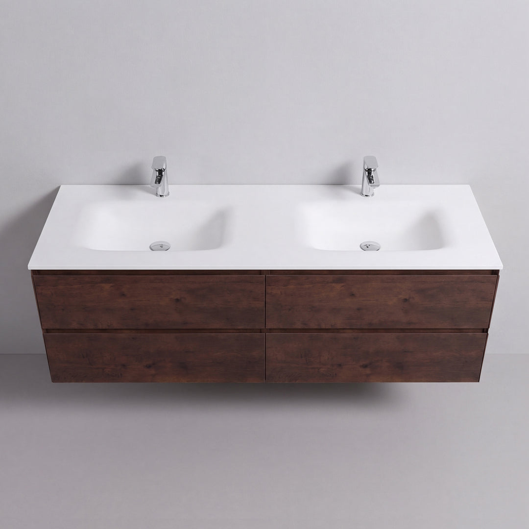 BAI Sonoma 68-inch Floating Bathroom Vanity with Matte White Double Sink