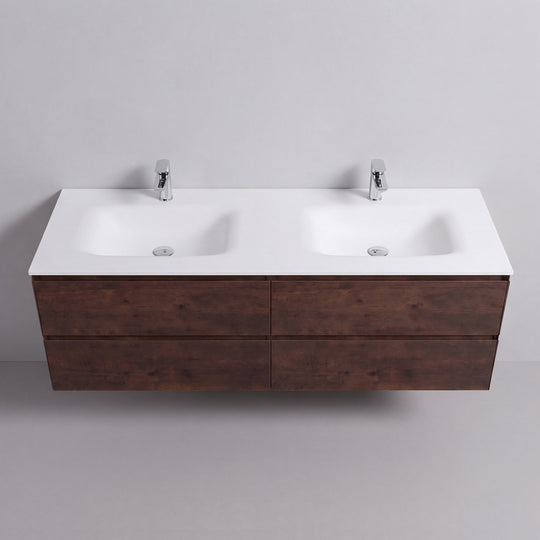 BAI Sonoma 68-inch Floating Bathroom Vanity with Matte White Double Sink
