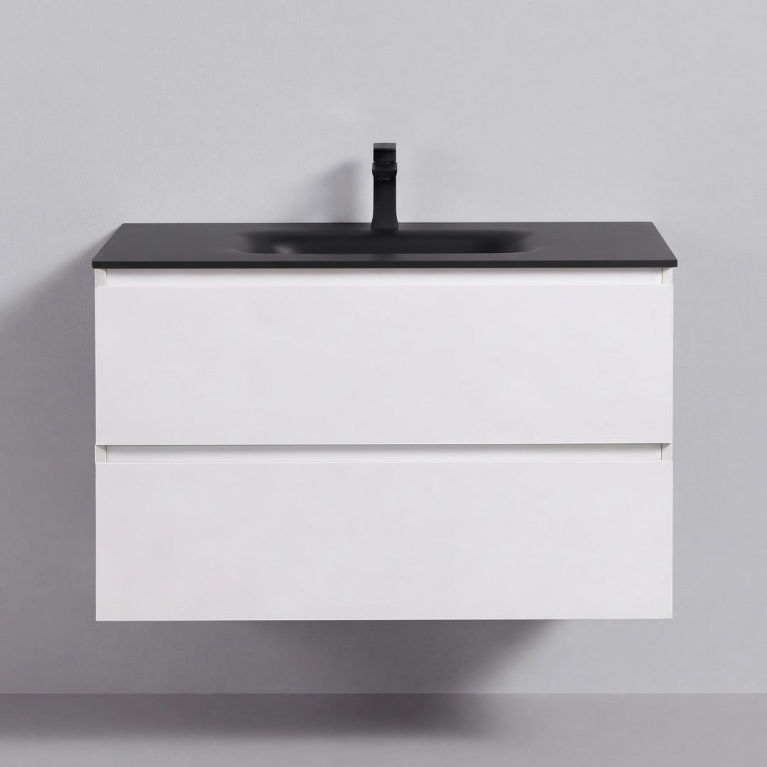 BAI Sonoma 34-inch Floating Bathroom Vanity with Matte Black Sink