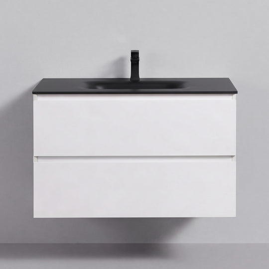 BAI Sonoma 34-inch Floating Bathroom Vanity with Matte Black Sink