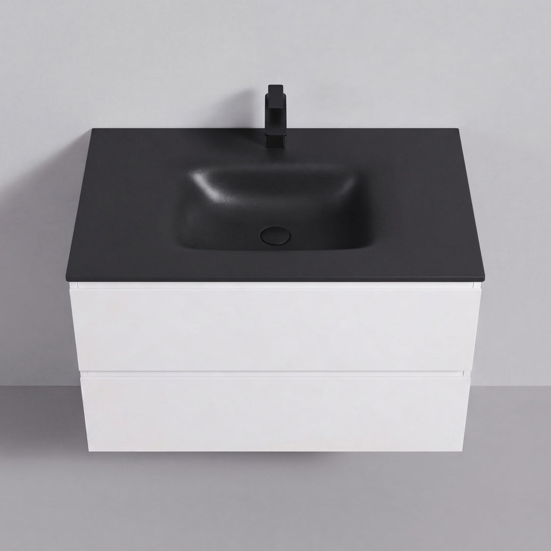 BAI Sonoma 34-inch Floating Bathroom Vanity with Matte Black Sink