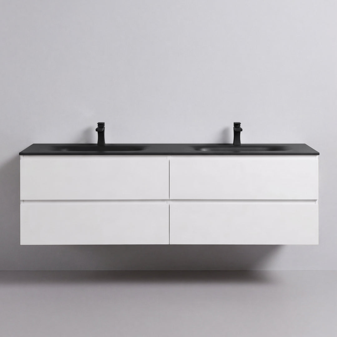 BAI Sonoma 68-inch Floating Bathroom Vanity with Matte Black Double Sink