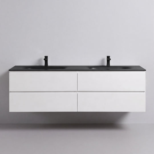 BAI Sonoma 68-inch Floating Bathroom Vanity with Matte Black Double Sink