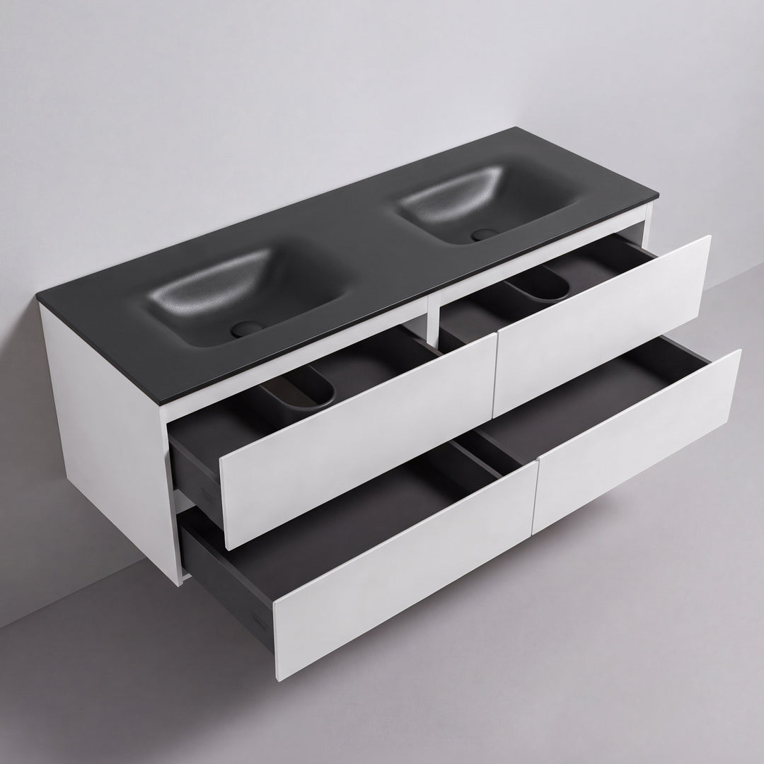 BAI Sonoma 68-inch Floating Bathroom Vanity with Matte Black Double Sink
