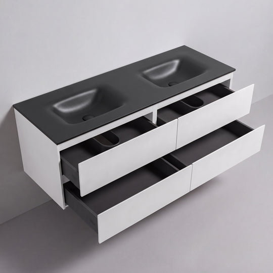 BAI Sonoma 68-inch Floating Bathroom Vanity with Matte Black Double Sink