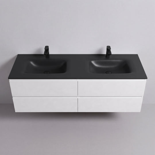 BAI Sonoma 68-inch Floating Bathroom Vanity with Matte Black Double Sink
