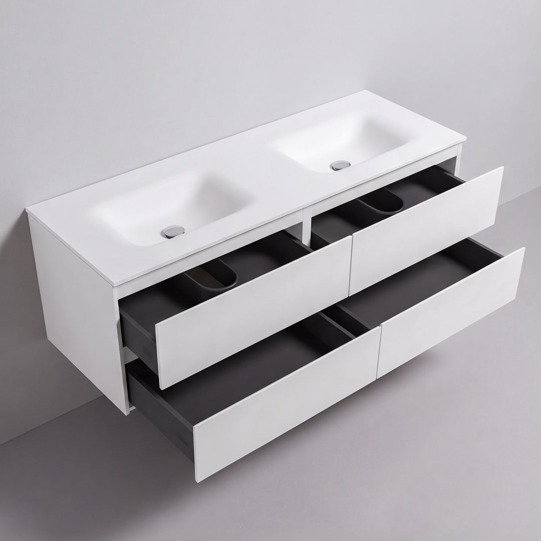 BAI Sonoma 68-inch Floating Bathroom Vanity with Matte White Double Sink