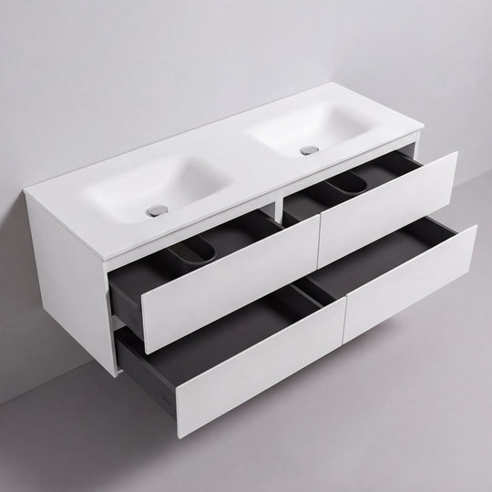 BAI Sonoma 68-inch Floating Bathroom Vanity with Matte White Double Sink