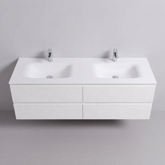BAI Sonoma 68-inch Floating Bathroom Vanity with Matte White Double Sink