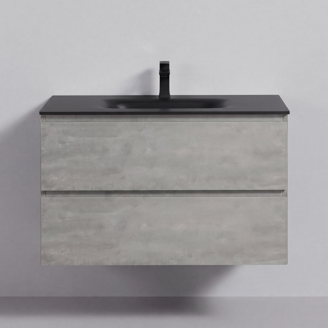 BAI Sonoma 34-inch Floating Bathroom Vanity with Matte Black Sink