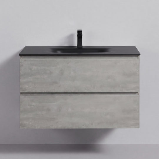 BAI Sonoma 34-inch Floating Bathroom Vanity with Matte Black Sink