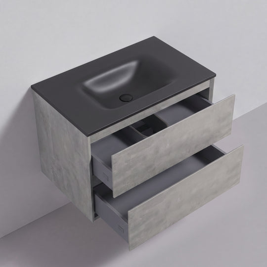 BAI Sonoma 34-inch Floating Bathroom Vanity with Matte Black Sink