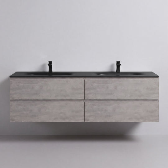 BAI Sonoma 68-inch Floating Bathroom Vanity with Matte Black Double Sink