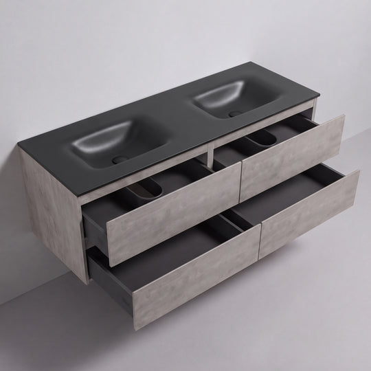 BAI Sonoma 68-inch Floating Bathroom Vanity with Matte Black Double Sink