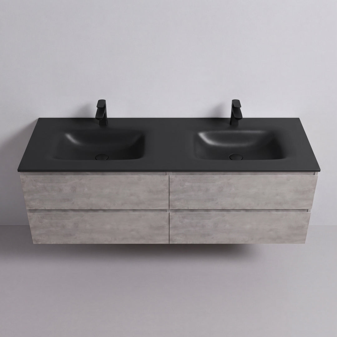 BAI Sonoma 68-inch Floating Bathroom Vanity with Matte Black Double Sink