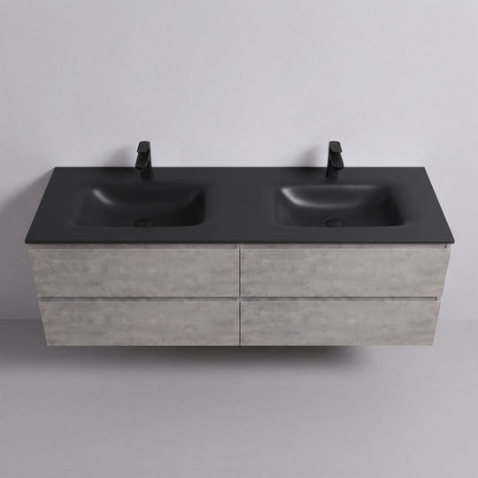 BAI Sonoma 68-inch Floating Bathroom Vanity with Matte Black Double Sink