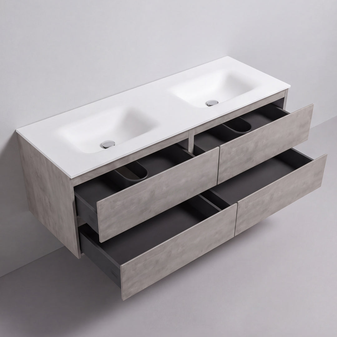 BAI Sonoma 68-inch Floating Bathroom Vanity with Matte White Double Sink