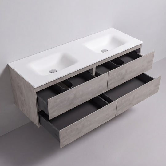 BAI Sonoma 68-inch Floating Bathroom Vanity with Matte White Double Sink