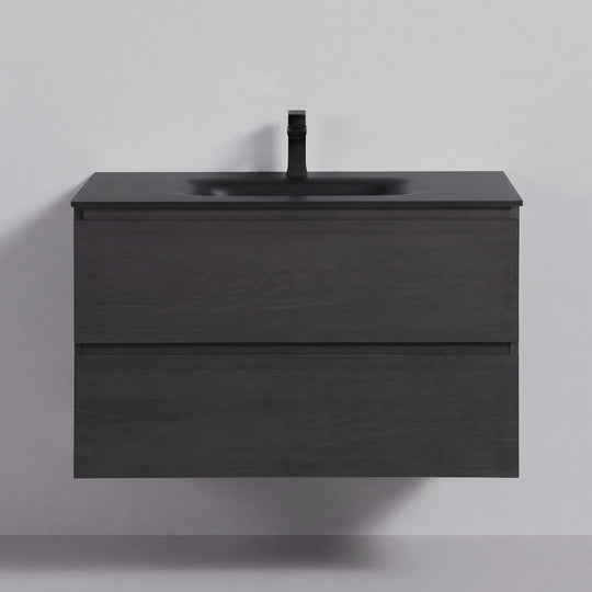 BAI Sonoma 34-inch Floating Bathroom Vanity with Matte Black Sink
