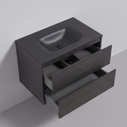 BAI Sonoma 34-inch Floating Bathroom Vanity with Matte Black Sink