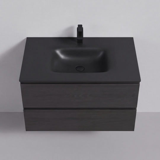 BAI Sonoma 34-inch Floating Bathroom Vanity with Matte Black Sink