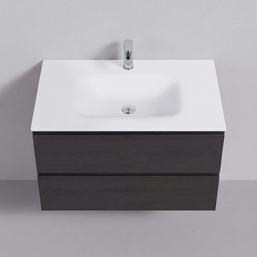 BAI Sonoma 34-inch Floating Bathroom Vanity with Matte White Sink
