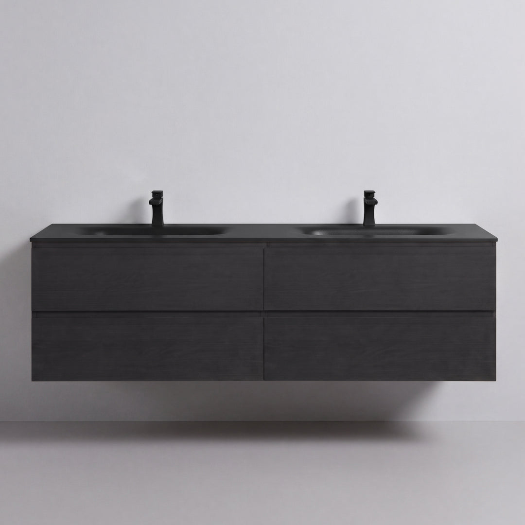 BAI Sonoma 68-inch Floating Bathroom Vanity with Matte Black Double Sink