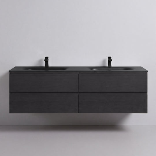 BAI Sonoma 68-inch Floating Bathroom Vanity with Matte Black Double Sink
