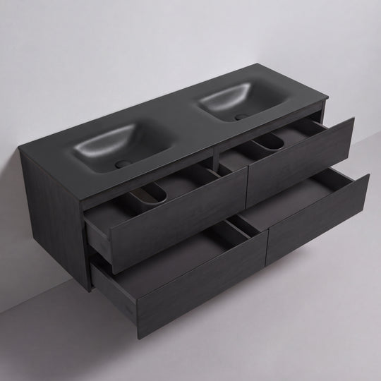 BAI Sonoma 68-inch Floating Bathroom Vanity with Matte Black Double Sink