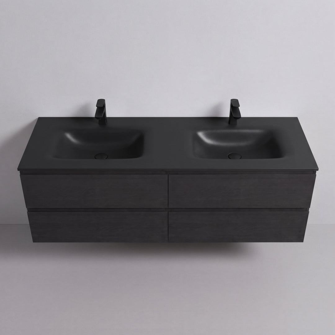 BAI Sonoma 68-inch Floating Bathroom Vanity with Matte Black Double Sink