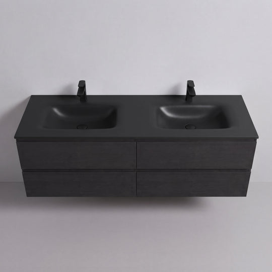BAI Sonoma 68-inch Floating Bathroom Vanity with Matte Black Double Sink