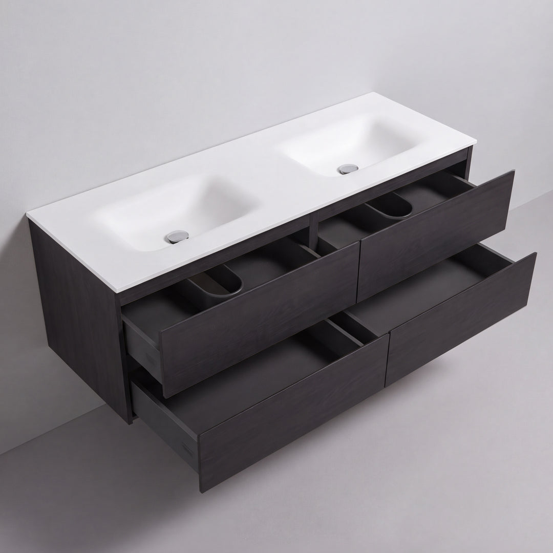 BAI Sonoma 68-inch Floating Bathroom Vanity with Matte White Double Sink