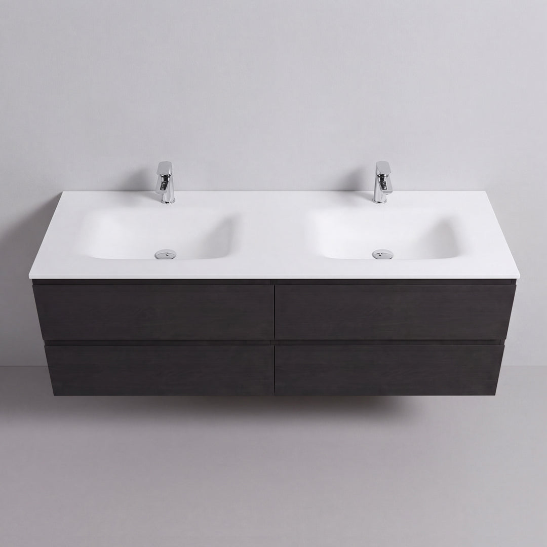 BAI Sonoma 68-inch Floating Bathroom Vanity with Matte White Double Sink
