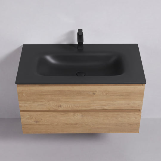 BAI Sonoma 42-inch Floating Bathroom Vanity with Matte Black Sink