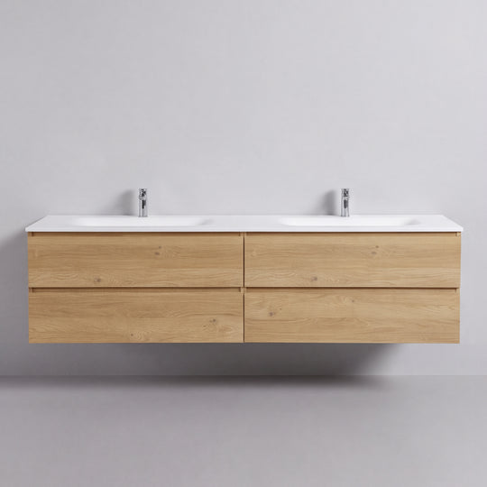 BAI Sonoma 84-inch Floating Bathroom Vanity with Matte White Double Sink