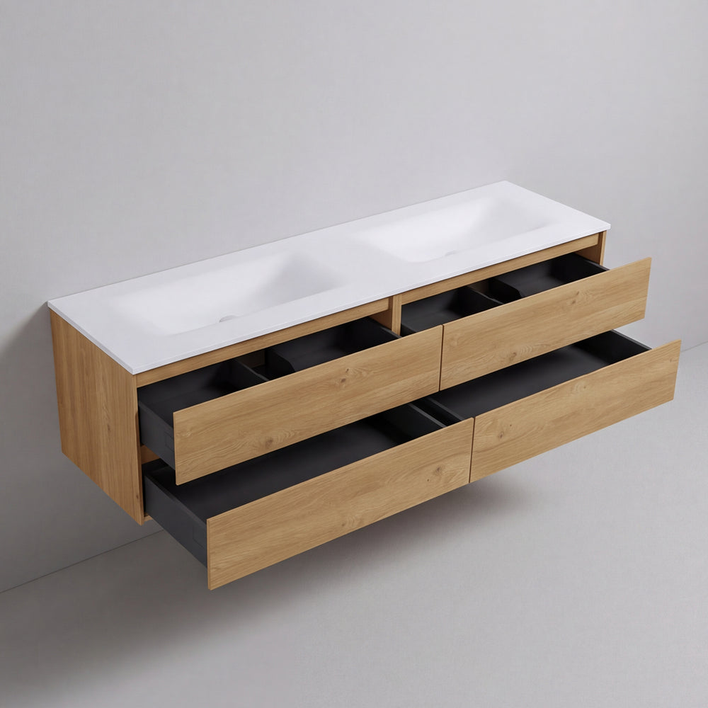 BAI Sonoma 84-inch Floating Bathroom Vanity with Matte White Double Sink