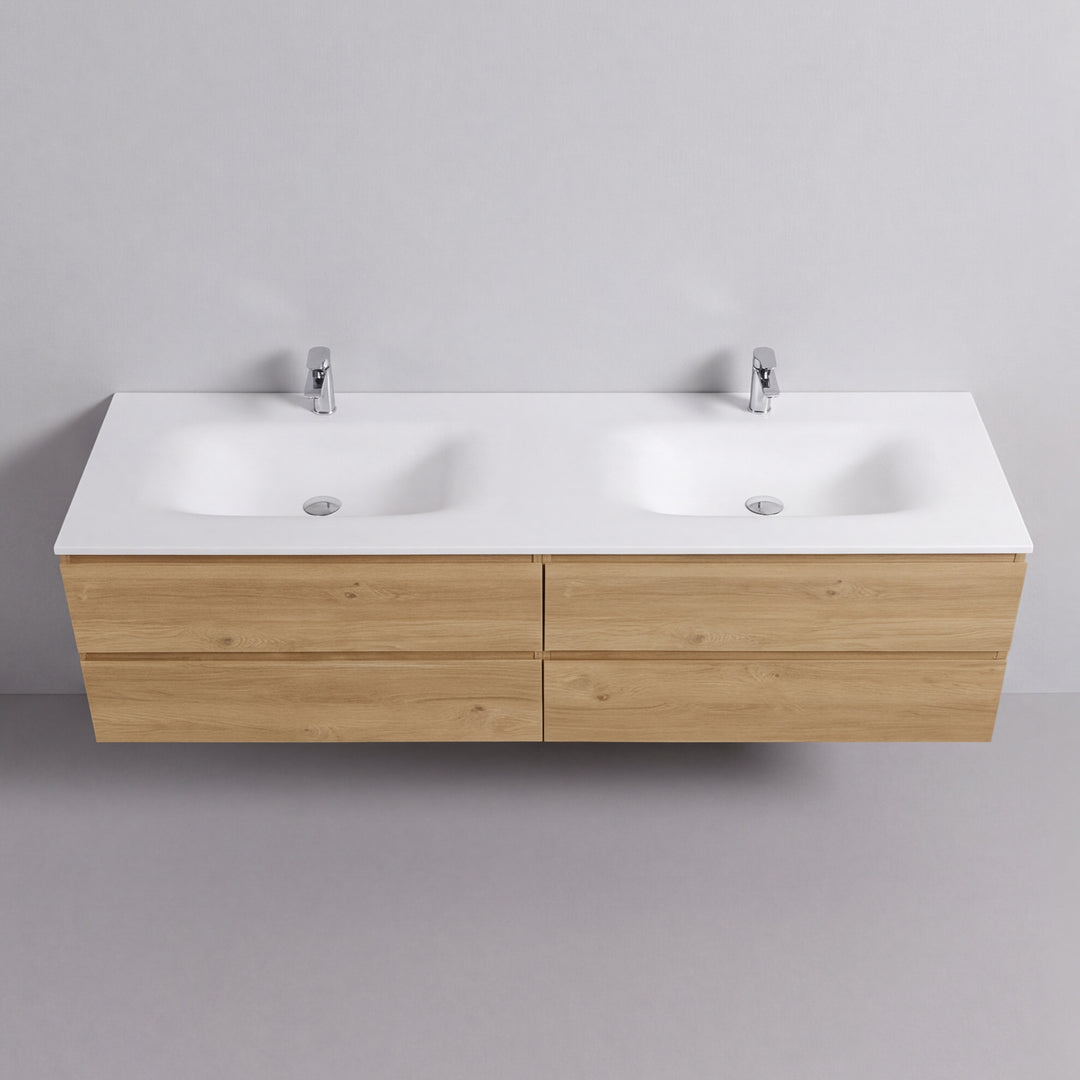 BAI Sonoma 84-inch Floating Bathroom Vanity with Matte White Double Sink