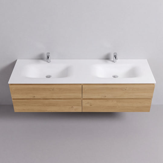 BAI Sonoma 84-inch Floating Bathroom Vanity with Matte White Double Sink
