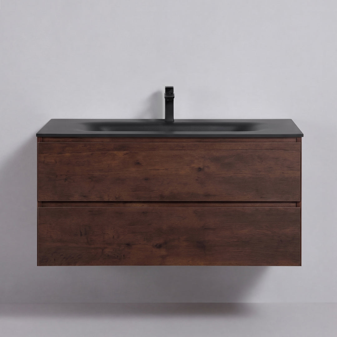 BAI Sonoma 42-inch Floating Bathroom Vanity with Matte Black Sink