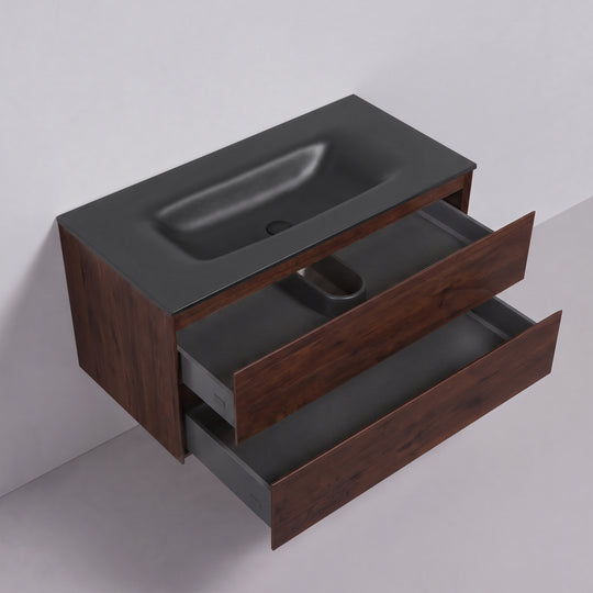 BAI Sonoma 42-inch Floating Bathroom Vanity with Matte Black Sink