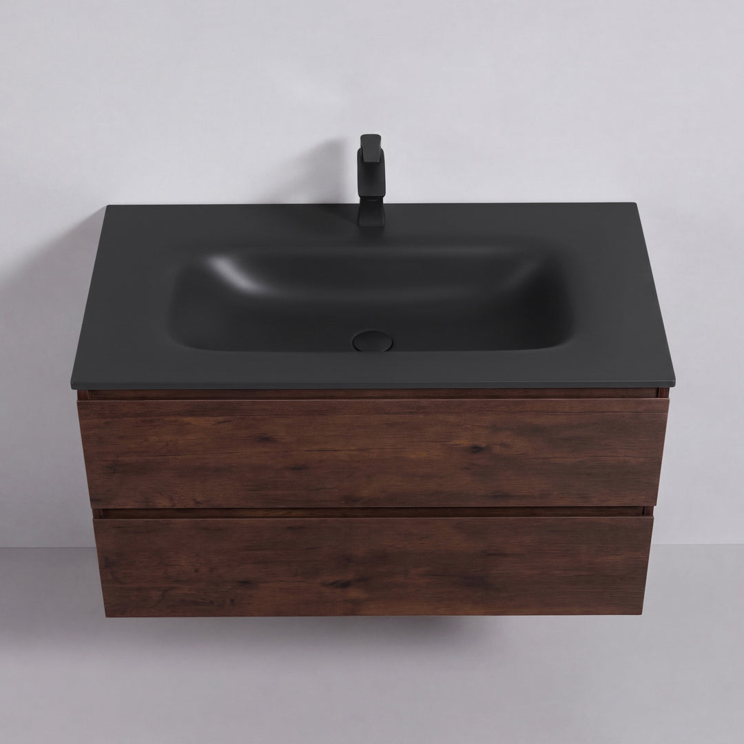 BAI Sonoma 42-inch Floating Bathroom Vanity with Matte Black Sink
