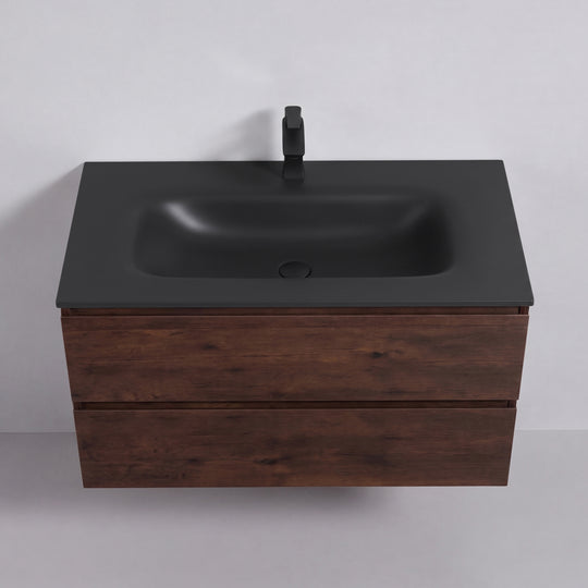 BAI Sonoma 42-inch Floating Bathroom Vanity with Matte Black Sink
