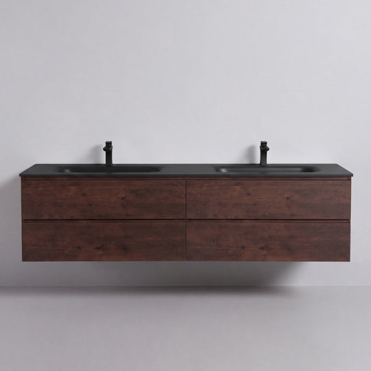 BAI Sonoma 84-inch Floating Bathroom Vanity with Matte Black Double Sink