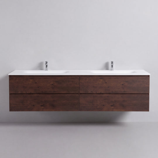 BAI Sonoma 84-inch Floating Bathroom Vanity with Matte White Double Sink